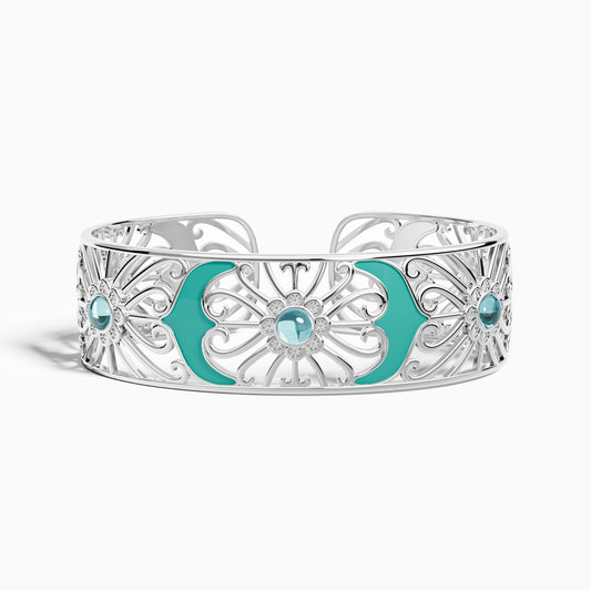 Prairie Flower Cuff Bracelet - Aquamarine