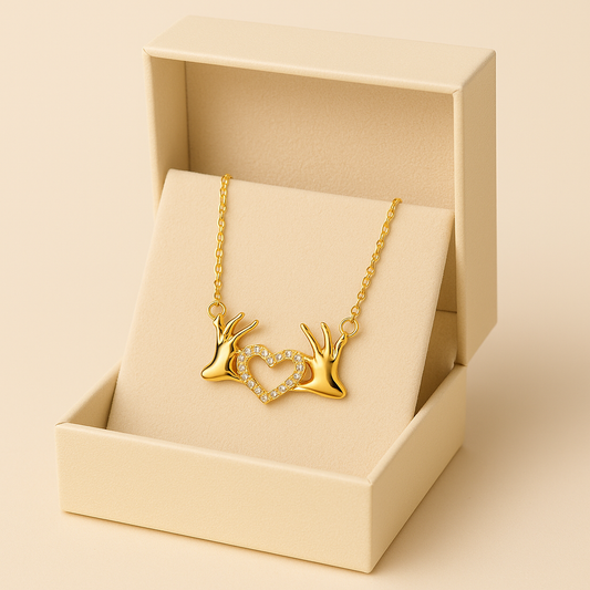 Golden Heart Embrace Necklace