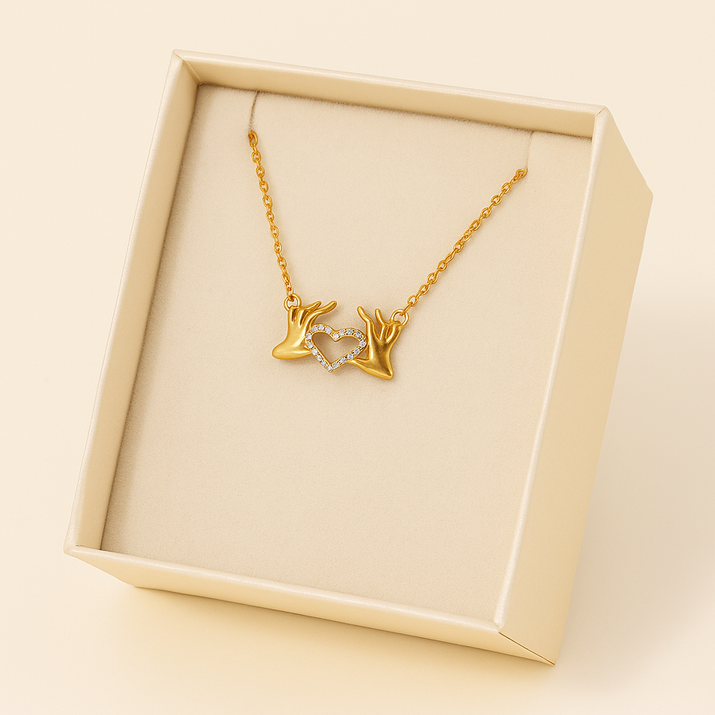 Golden Heart Embrace Necklace