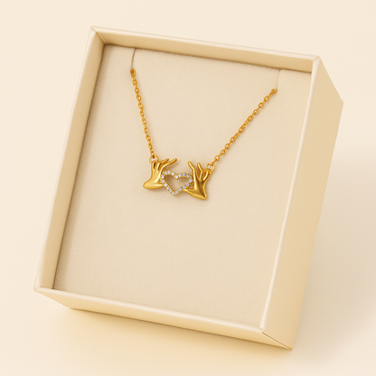 Golden Heart Embrace Necklace