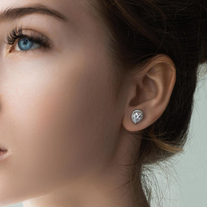 Pear Drop Halo Studs
