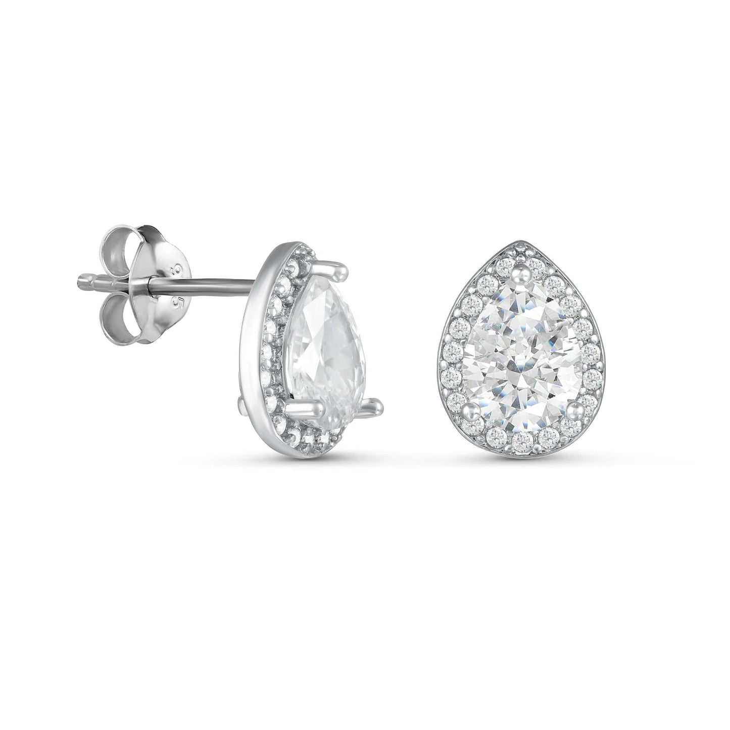 Pear Drop Halo Studs