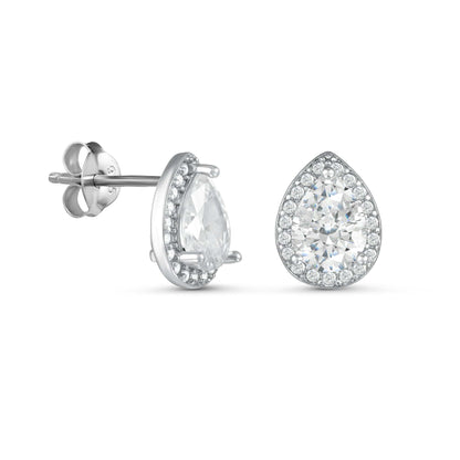Pear Drop Halo Studs