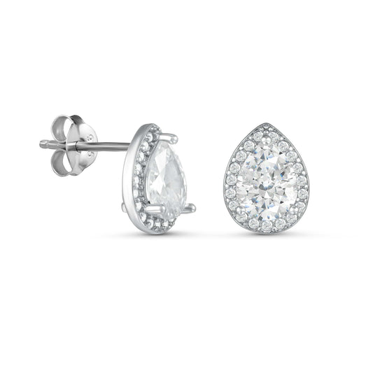 Pear Drop Halo Studs