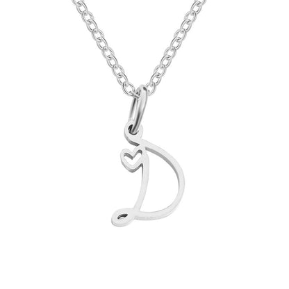 Silver Letter Heart Necklace